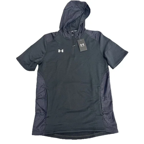 New Men's Under Armour AU Command Short‎ Sleeve Black Hoodie Size Small New